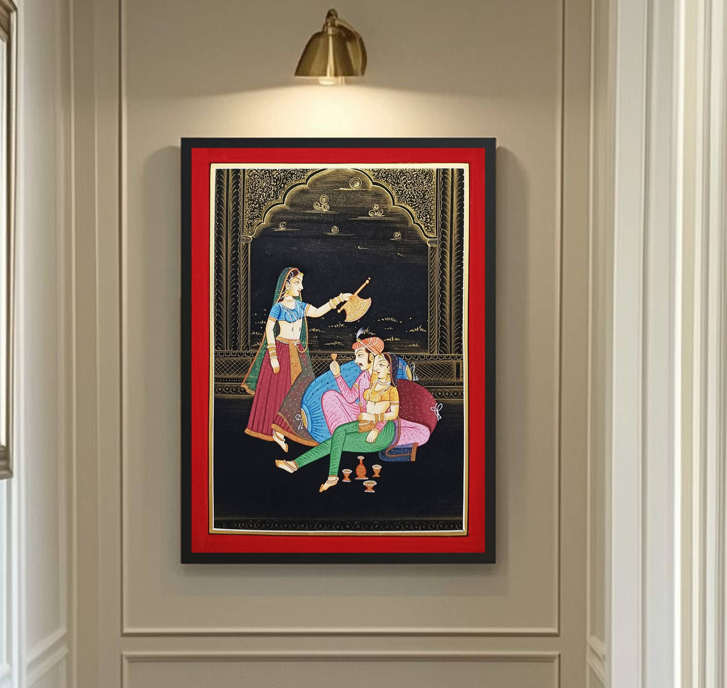 Hand Painted Painting, Indian Maharaja and Maharani Painting, Wall Art, Folk Art