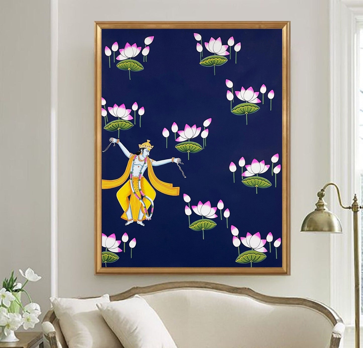 Dancing Krishna Pichwai Painting – Handpainted Traditional Indian Art of Lord Krishna - Jaipur Earth
