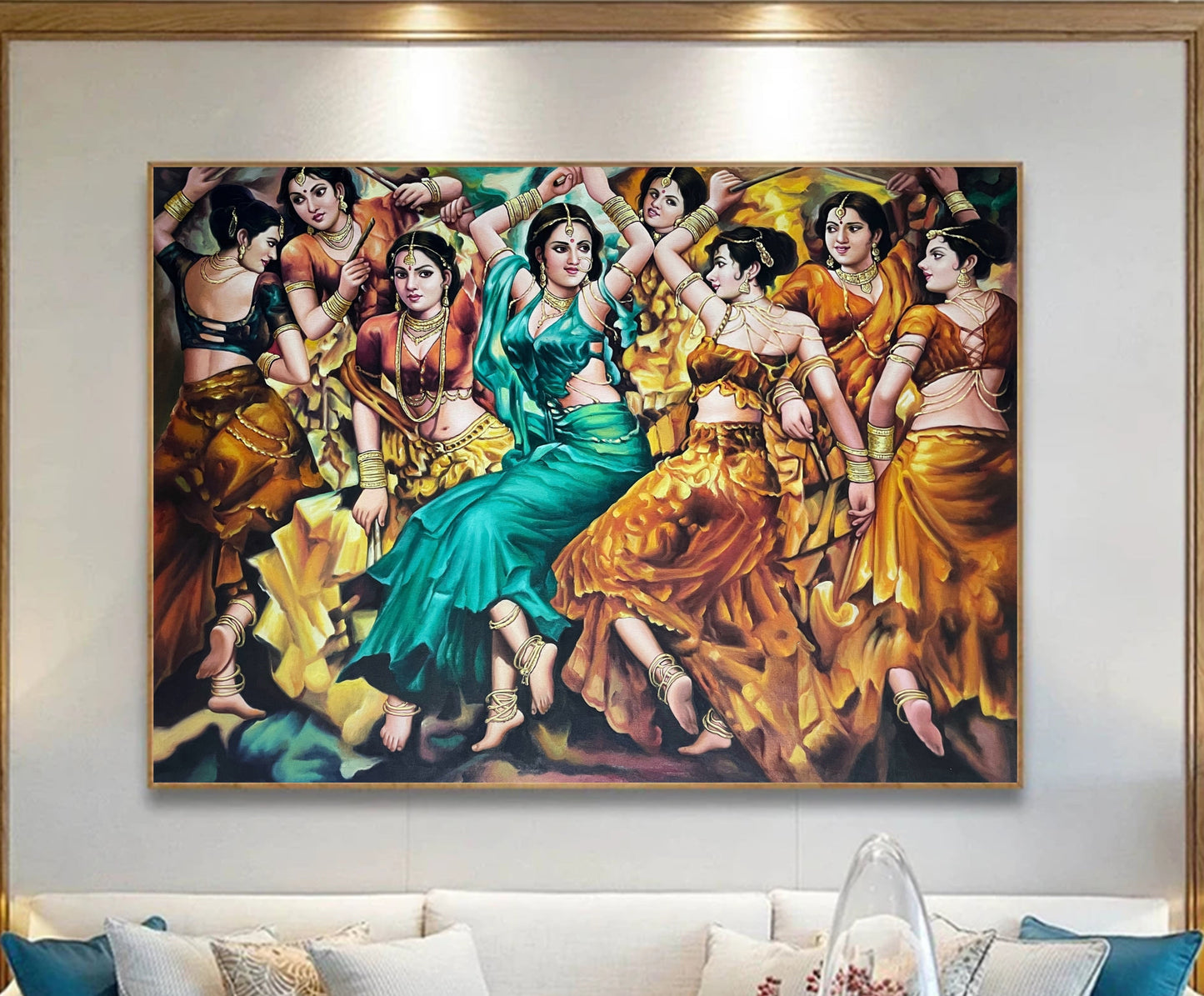 Garba Painting, Navratri painting, Large Painting oil painting on Canvas for home decor, Wall Decor - Jaipur Earth