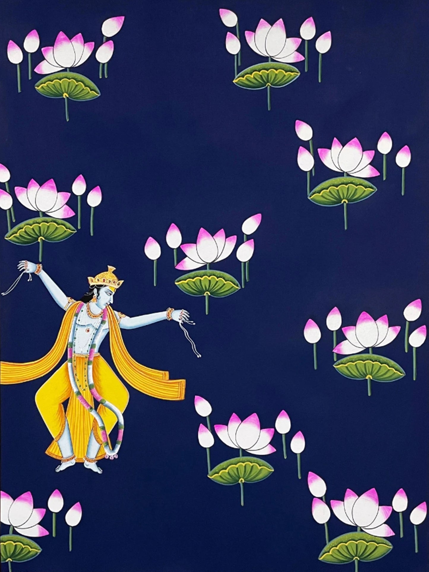 Dancing Krishna Pichwai Painting – Handpainted Traditional Indian Art of Lord Krishna - Jaipur Earth