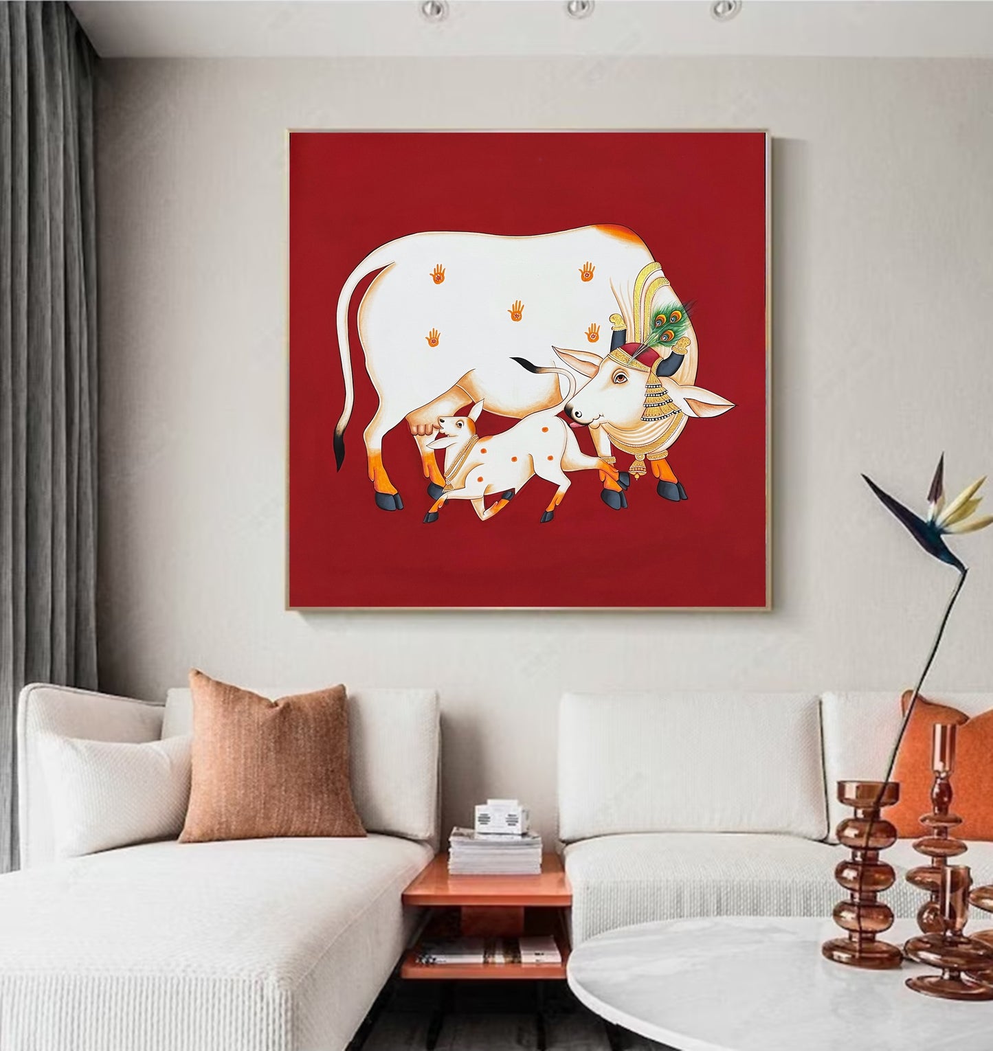 Sacred cow - Handmade Pichwai Painting - Jaipur Earth