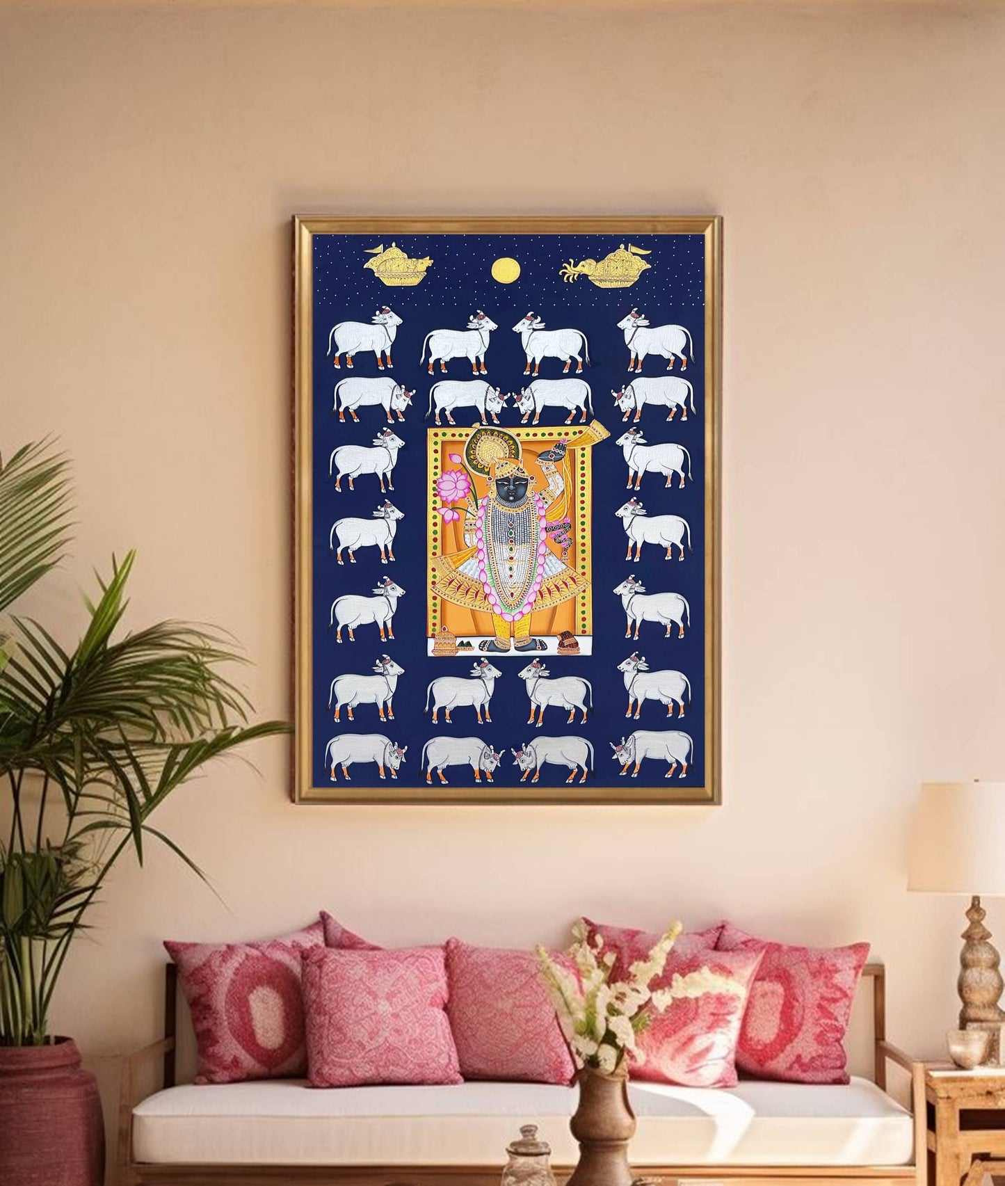Shreenathji Pichwai Painting, Indian Traditional Handmade Painting, Wall decor - Jaipur Earth