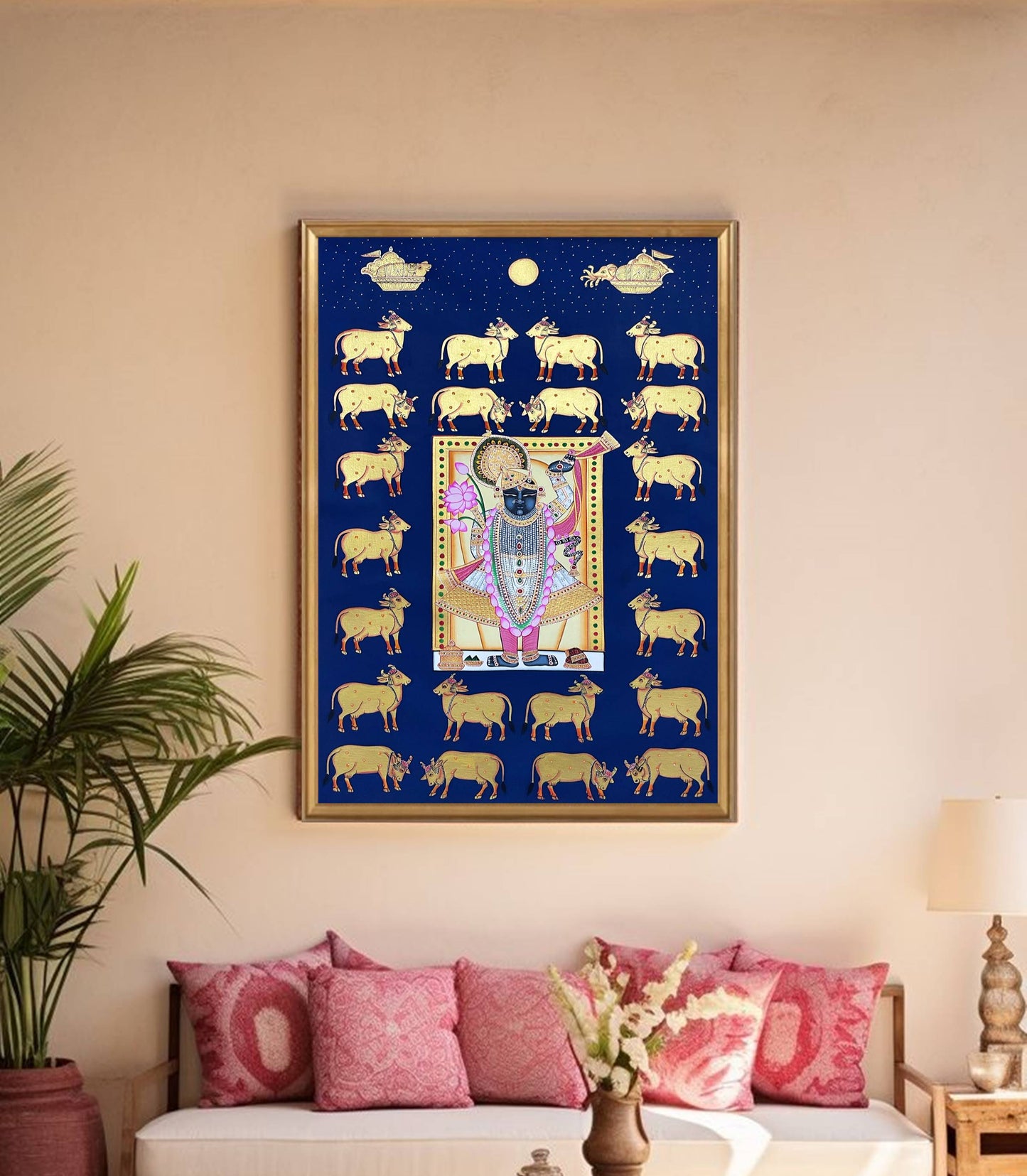 Shreenathji Pichwai Painting, Indian Traditional Handmade Painting, Wall decor - Jaipur Earth