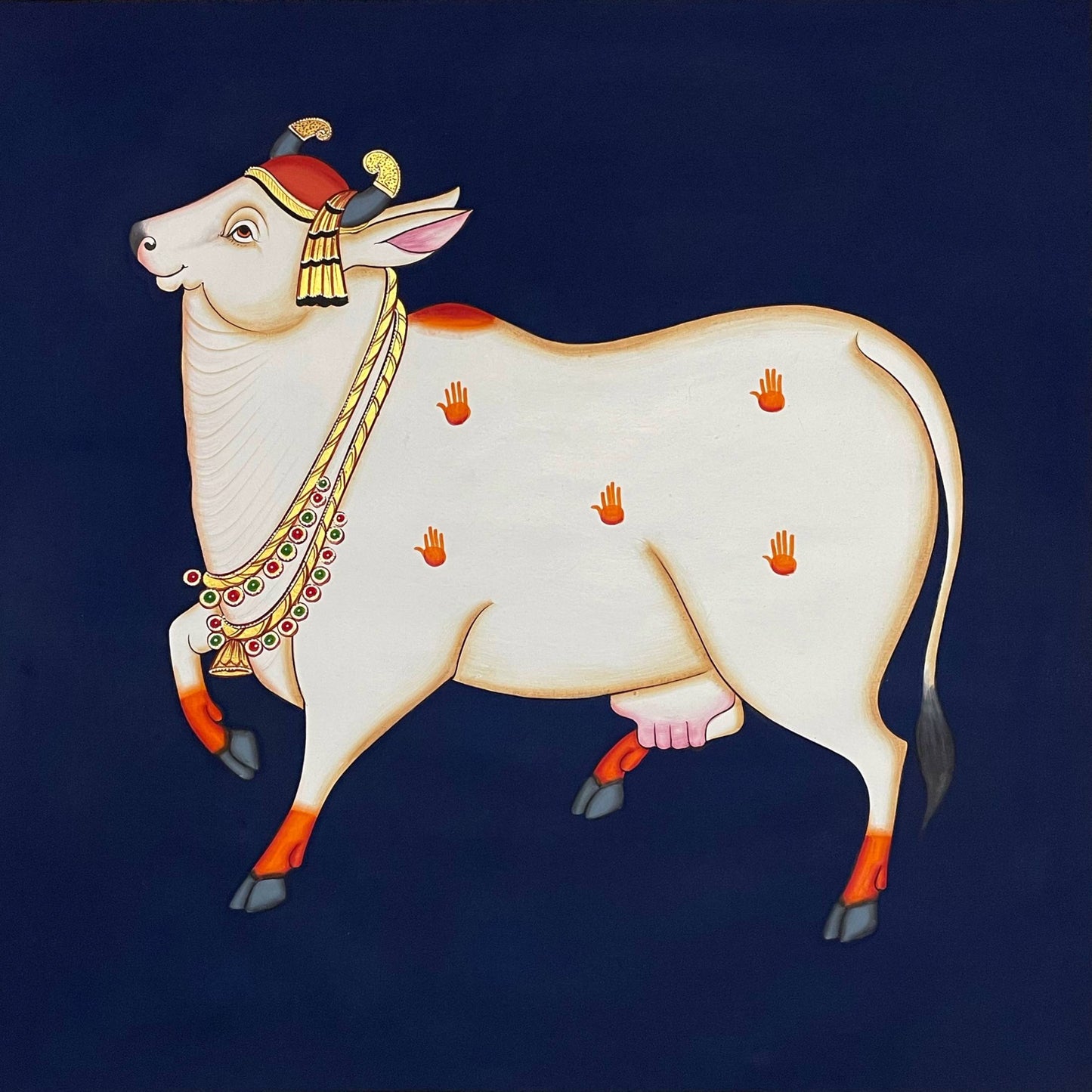 Pichwai Painting Of Cow, Set of 2, Traditional Indian Pichwai Painting For Home Decor, Wall Art, Wall Decor - Jaipur Earth