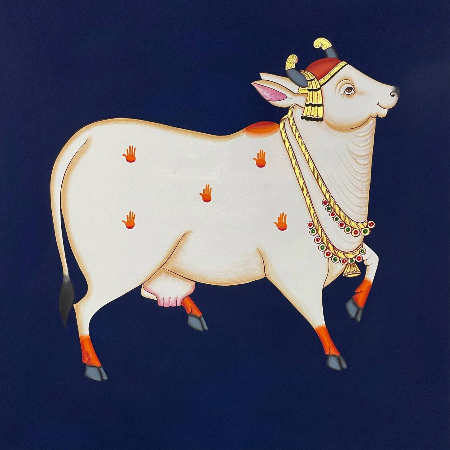 Pichwai Painting Of Cow, Set of 2, Traditional Indian Pichwai Painting For Home Decor, Wall Art, Wall Decor - Jaipur Earth