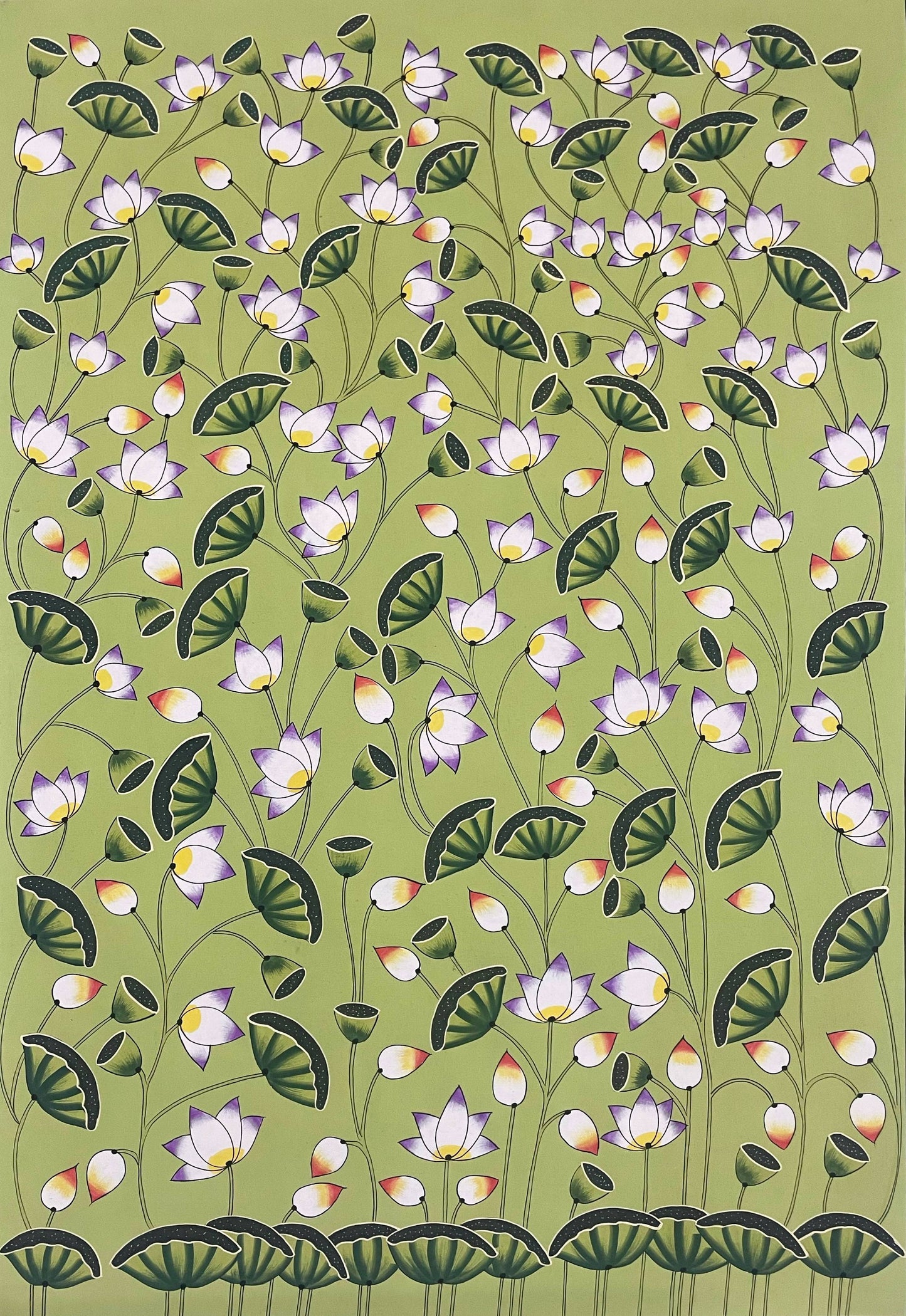 Pichwai Painting, Lotus Pond Indian Pichwai, Home decor Art, Indian painting - Jaipur Earth