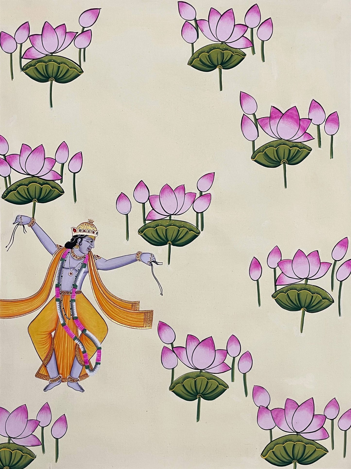 Dancing Krishna Pichwai Painting – Handpainted Traditional Indian Art of Lord Krishna - Jaipur Earth