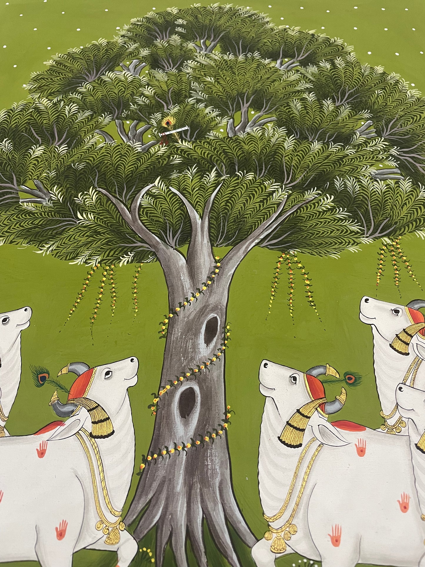 Pichwai Painting Of Cow, Modern Indian Pichwai Painting For Home Decor, Wall Hanging, Wall Painting