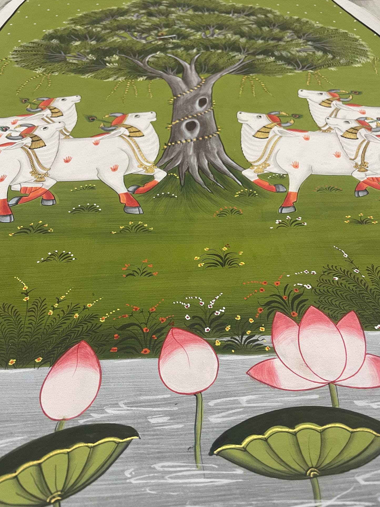 Pichwai Painting Of Cow, Modern Indian Pichwai Painting For Home Decor, Wall Hanging, Wall Painting