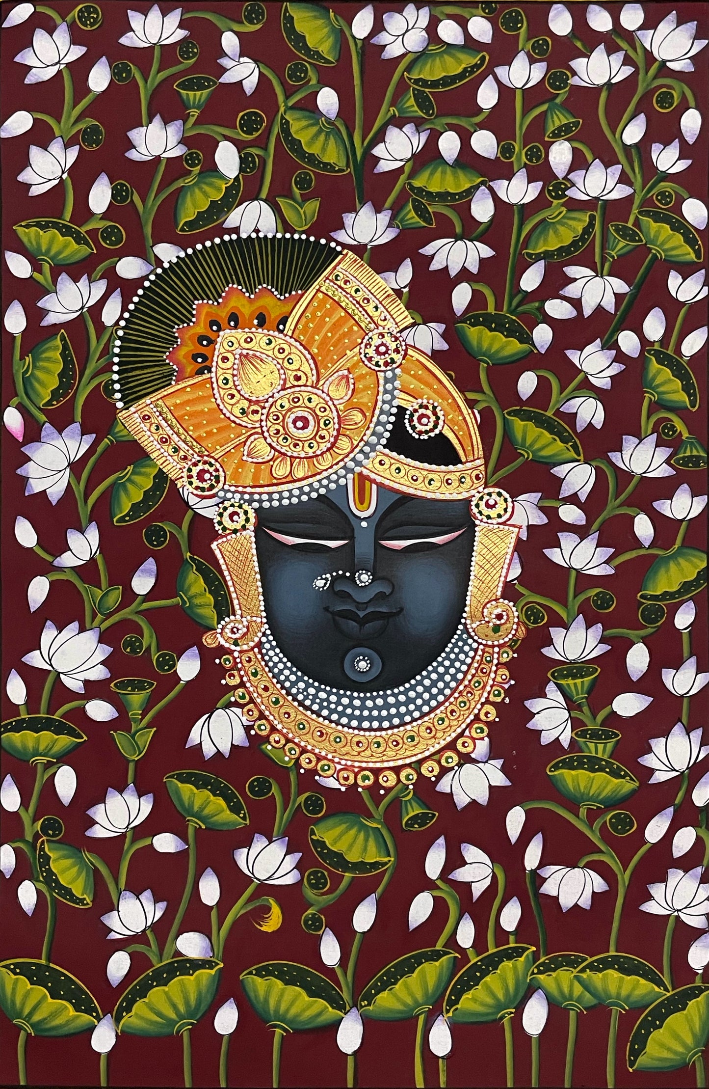 Pichwai Painting, Set of 6 Shrinathji and Cow Pichwai Painting, Modern Wall Decor Paintings, Hand Painted on Fabric, Home Decor - Jaipur Earth