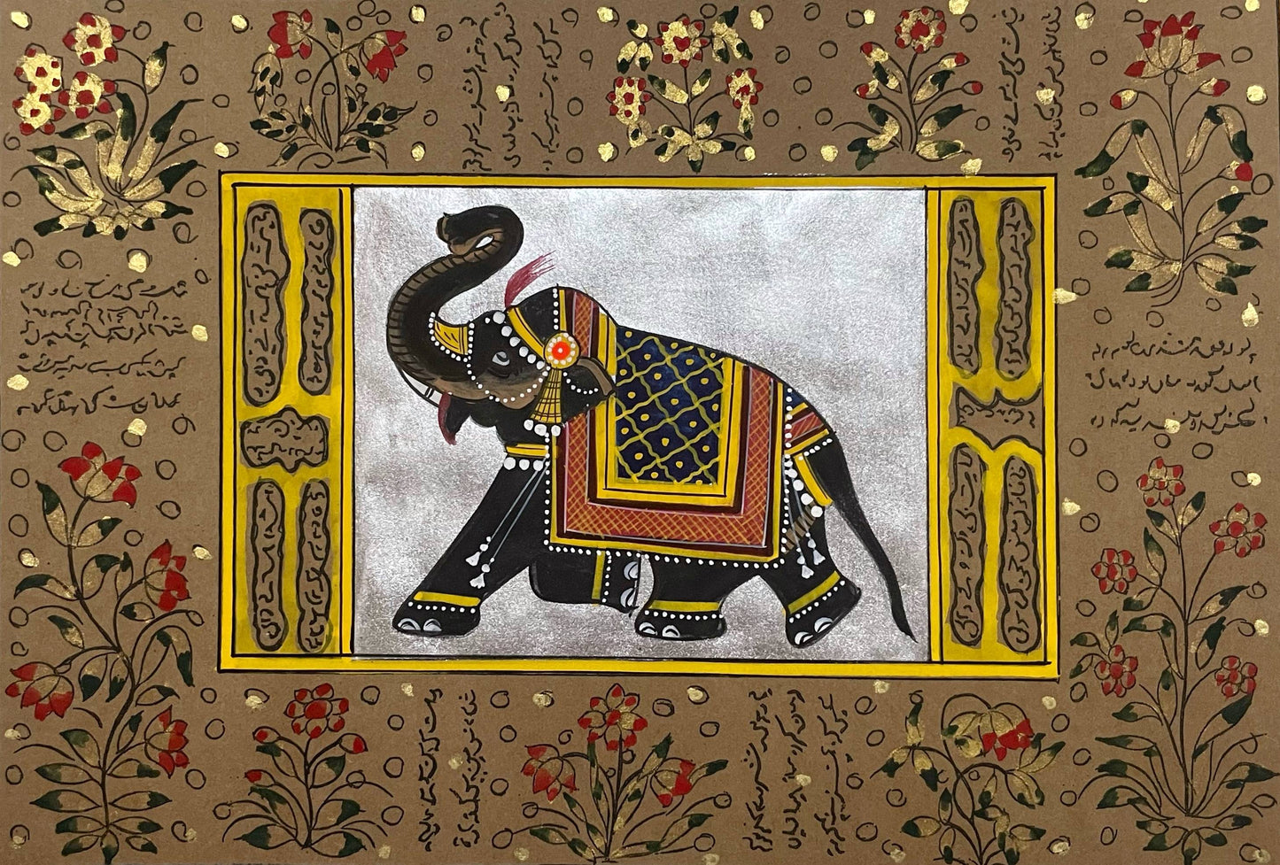 Trio Elephant, Horse, Camel Set of 3 Indian Miniature Wall Art, Traditional Animal Procession Painting For Home Décor - Jaipur Earth