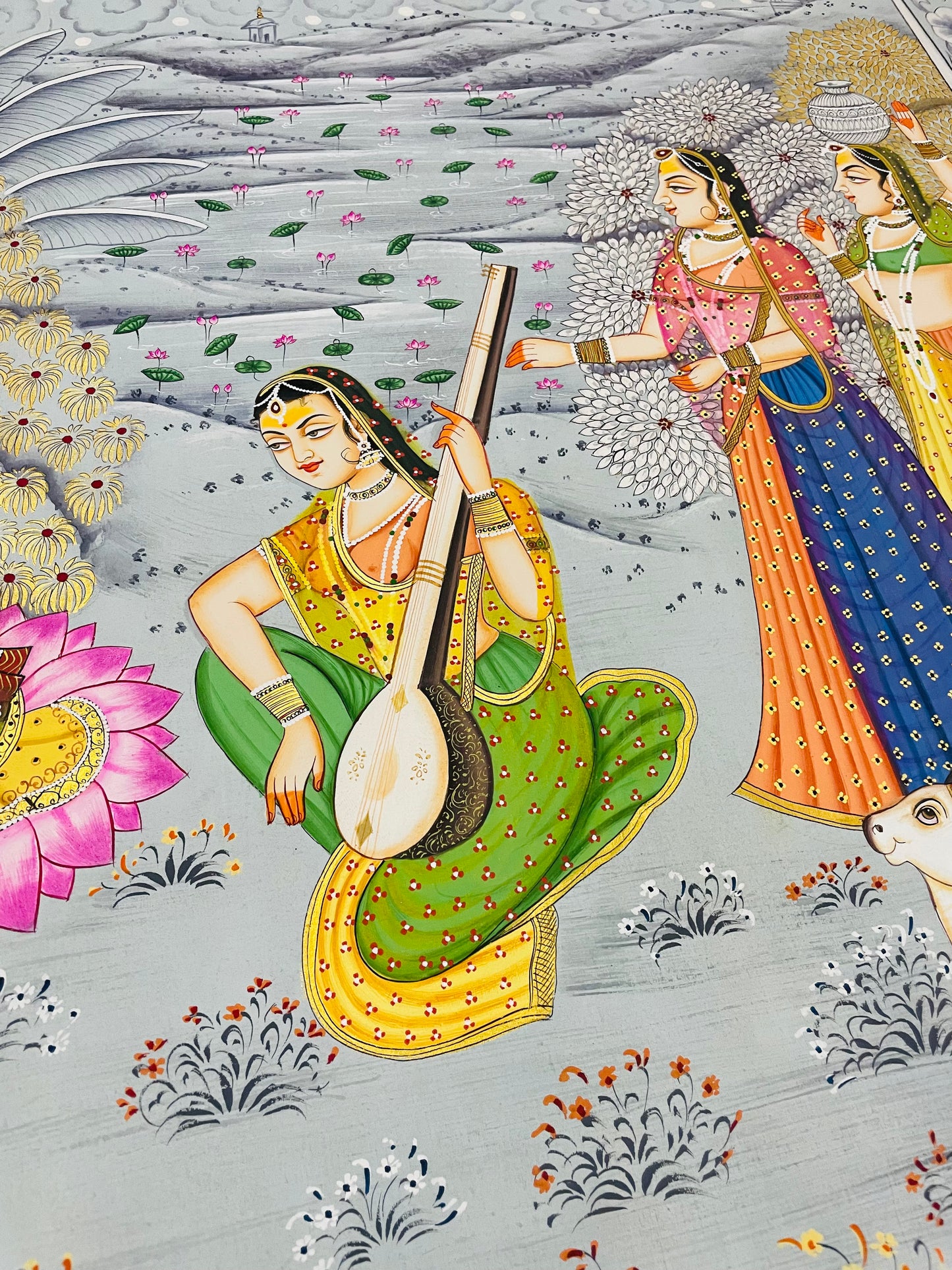 Radha Krishna Detailed Pichwai Handmade Painting on Fabric Krishna Painting, Wall art, Home Decor - Jaipur Earth