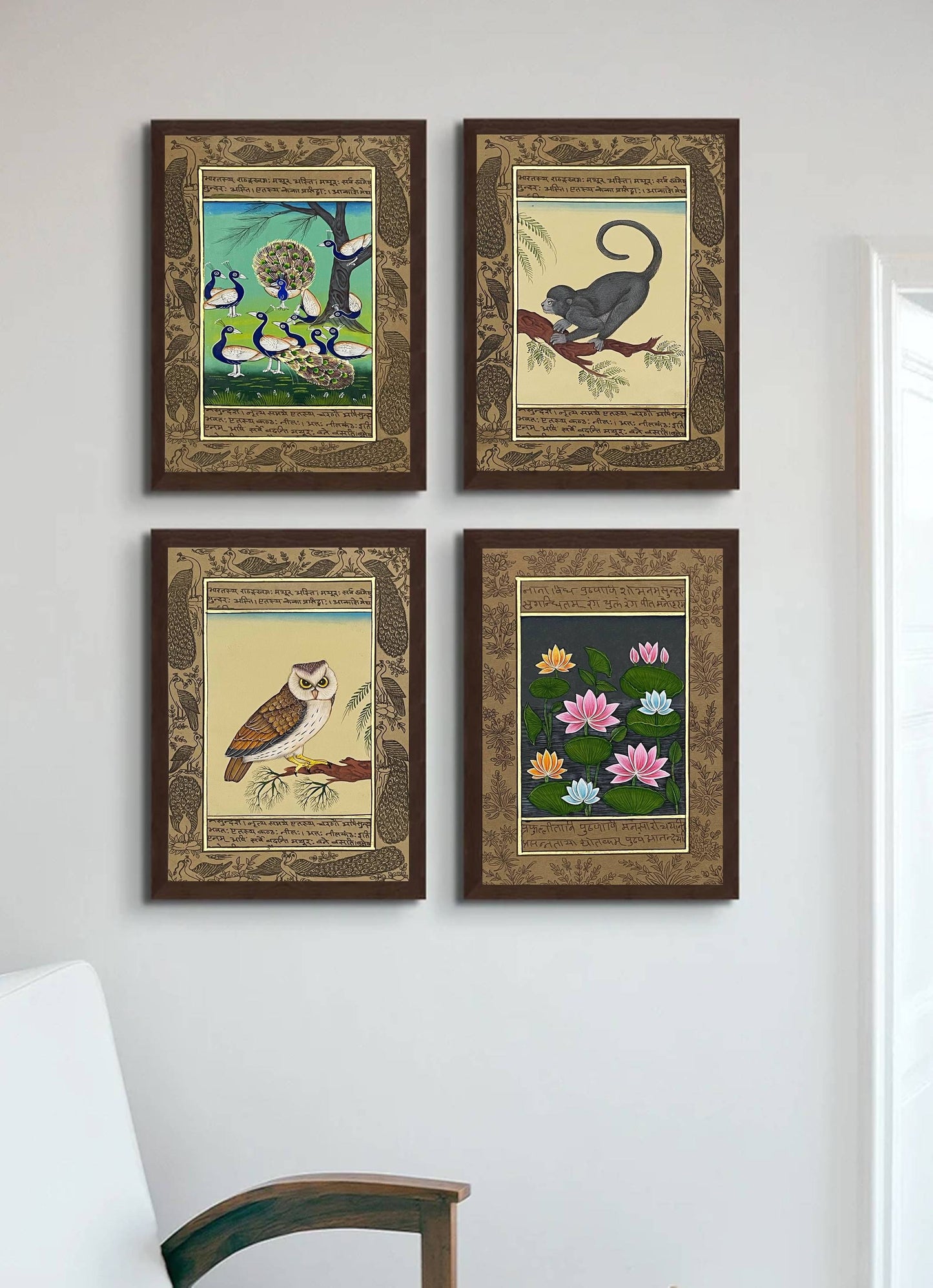 Miniature Painting Set of 4, Handmade Miniature Painting on Paper, Wall Art, Home Decor Gift - Jaipur Earth
