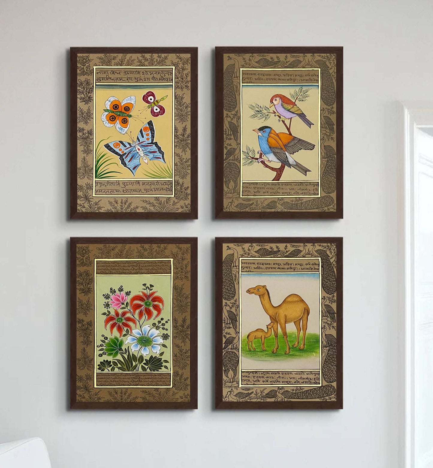 Miniature Painting Set of 4, Handmade Miniature Painting on Paper, Wall Art, Home Decor Gift - Jaipur Earth
