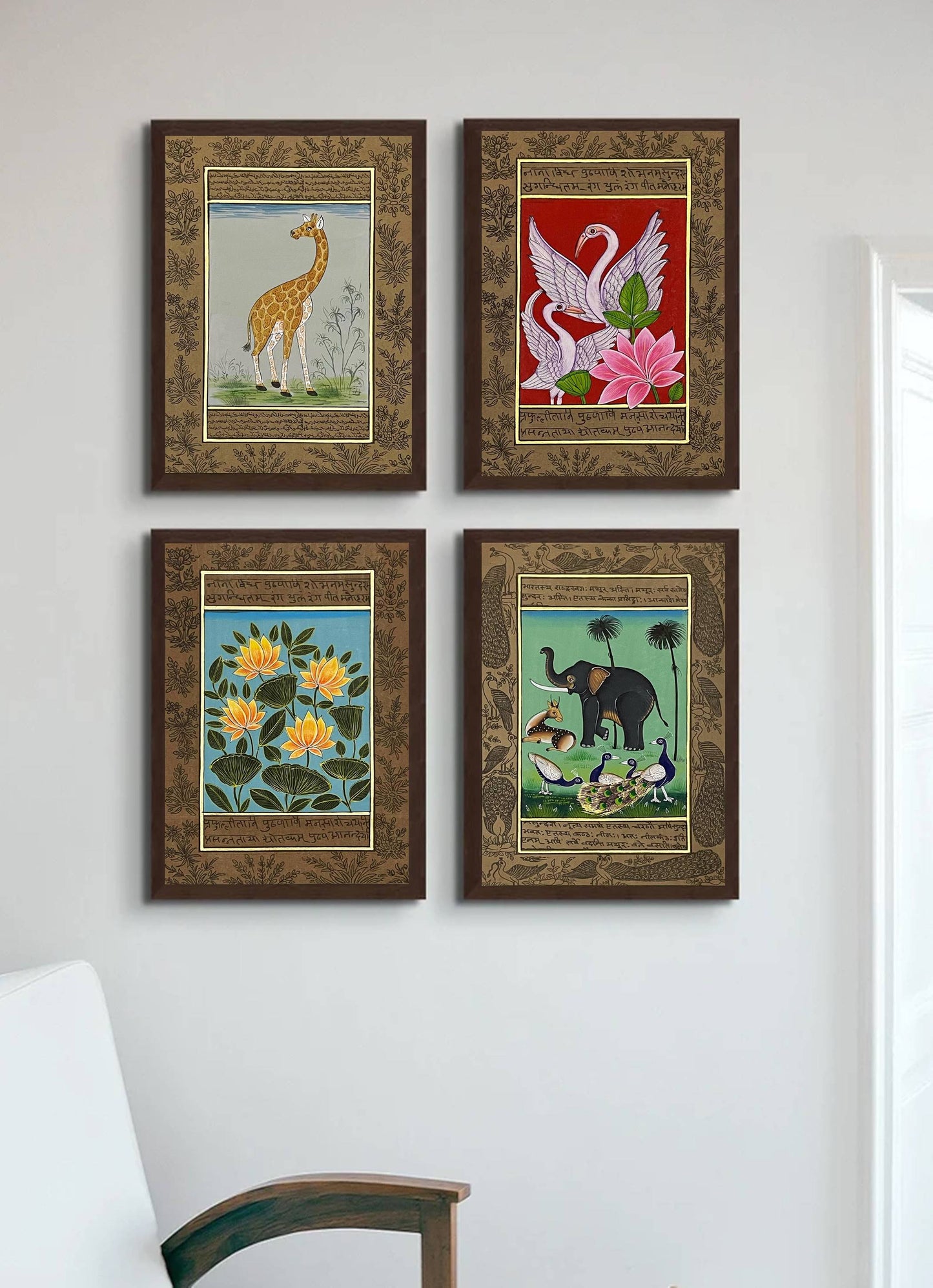 Miniature Painting Set of 4, Handmade Miniature Painting on Paper, Wall Art, Home Decor Gift - Jaipur Earth