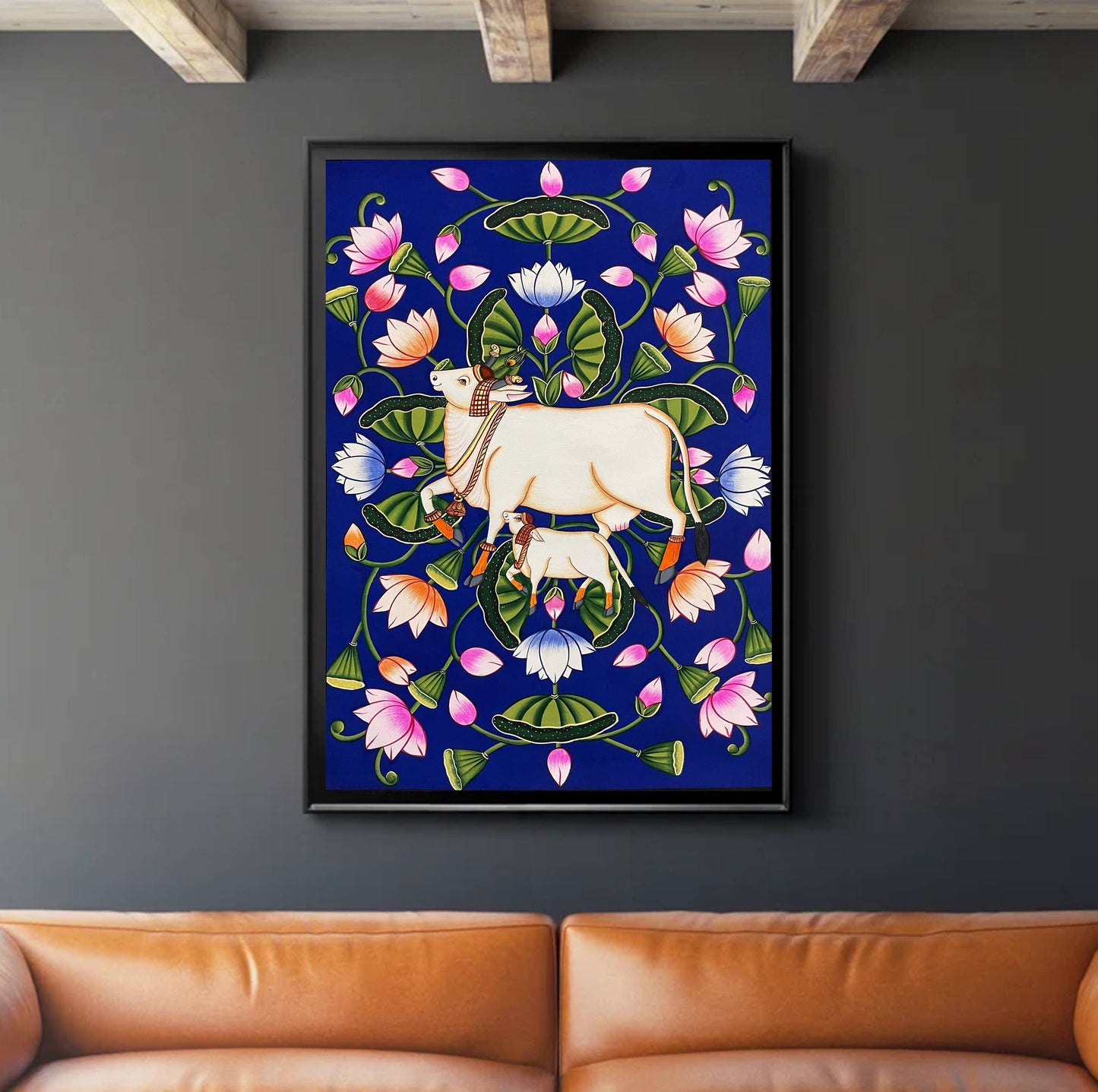 Cow Pichwai Painting – Traditional Nathdwara Style Wall Décor - Jaipur Earth
