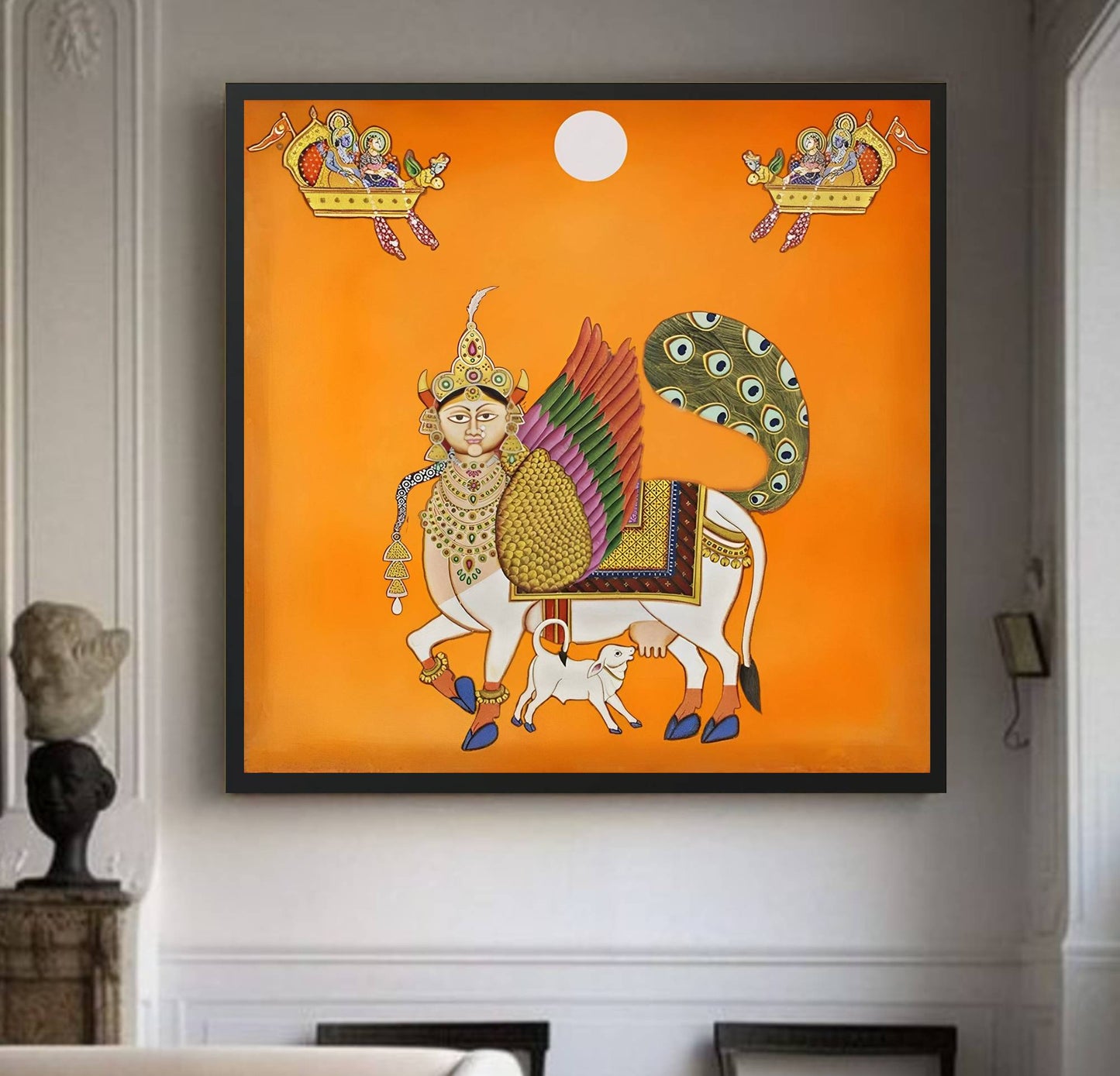 Kamdhenu Pichwai Painting Traditional Indian Pichwai Painting, Home decor Art, Wall Art - Jaipur Earth