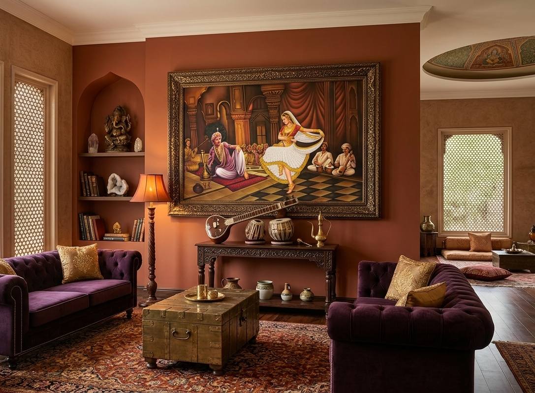 Peshwa Bajirao Court Dance – Maratha Royal Durbar Oil Painting