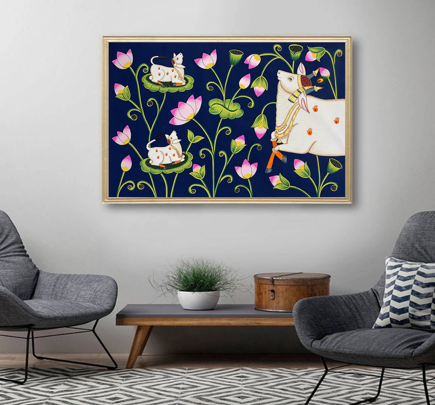 Cow Pichwai Painting – Traditional Nathdwara Style Wall Décor
