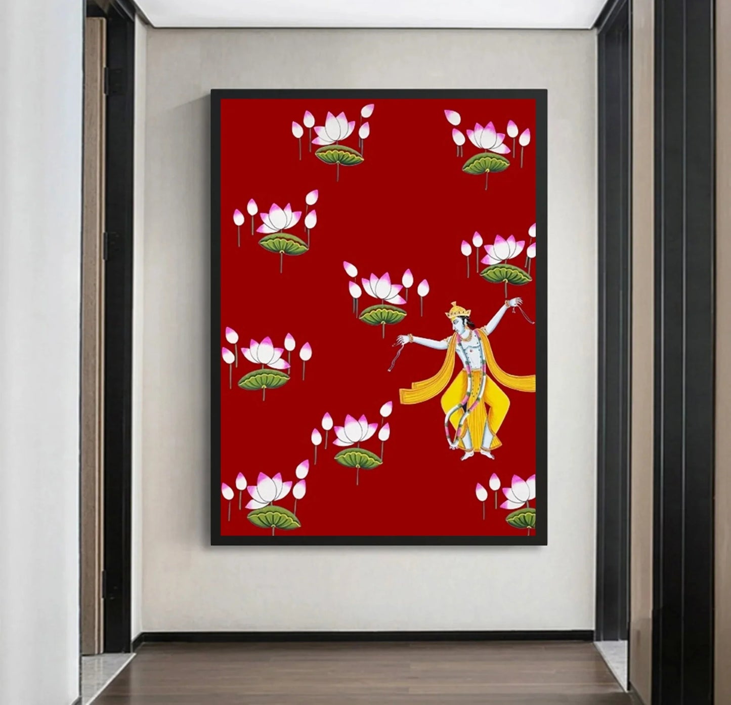 Dancing Lord Krishna Pichwai Painting, Traditional Art decor, Hand painted Krishna Painting, Housewarming, wall art, Home decor gift - Jaipur Earth