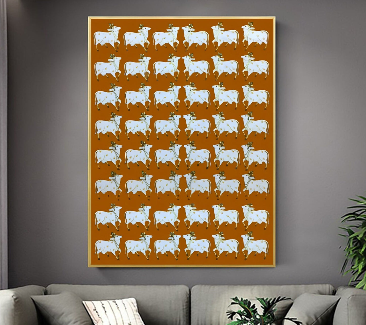 Gopashtami Cow Pichwai Painting Traditional Indian Pichwai Painting, Home decor gift, Wall Art - Jaipur Earth