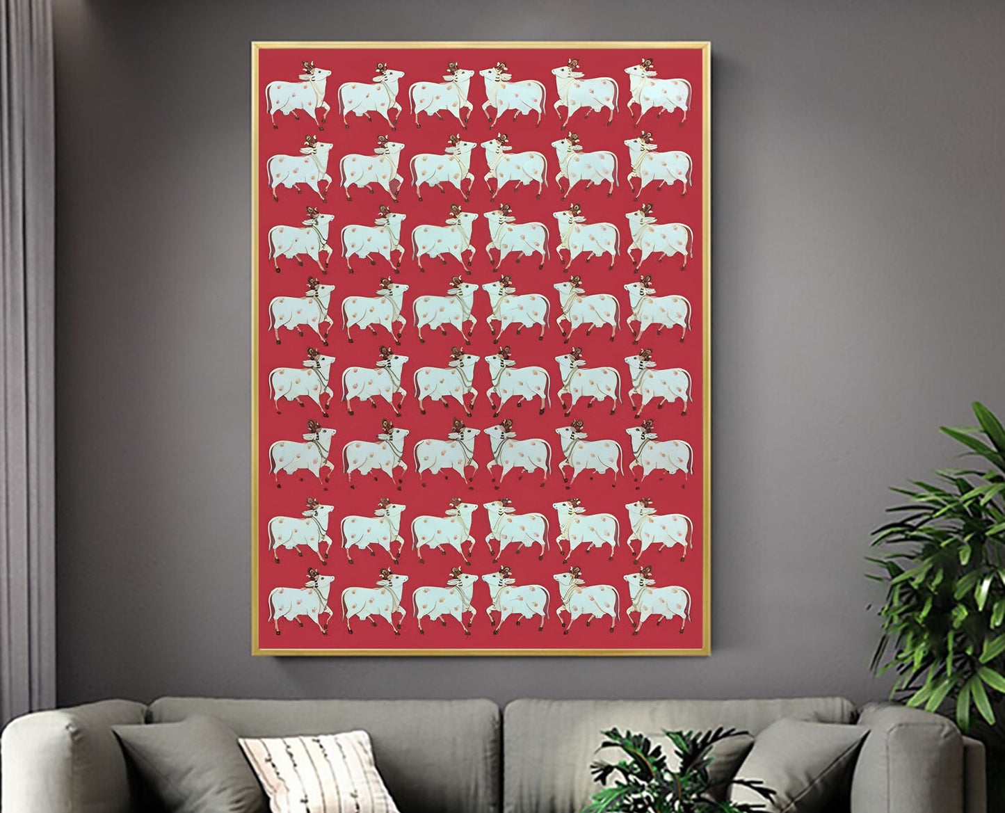 Gopashtami Cow Pichwai Painting Traditional Indian Pichwai Painting, Home decor gift, Wall Art - Jaipur Earth