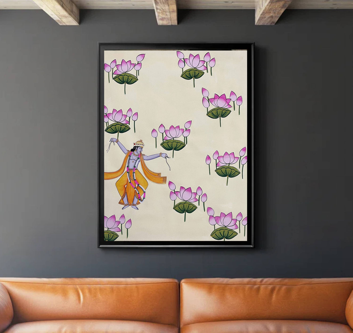 Dancing Krishna Pichwai Painting – Handpainted Traditional Indian Art of Lord Krishna - Jaipur Earth