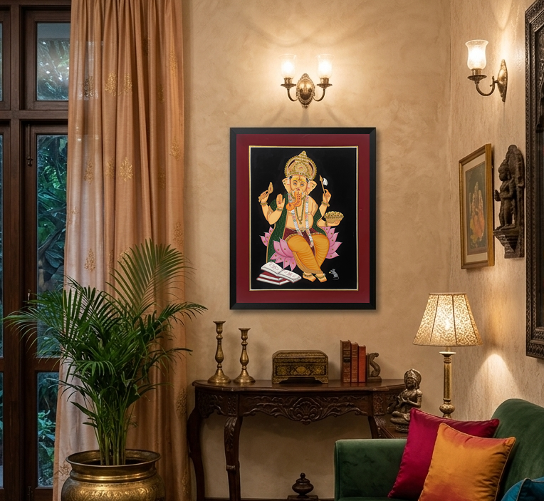 Lord Ganesha Handmade Traditional Indian Miniature Painting
