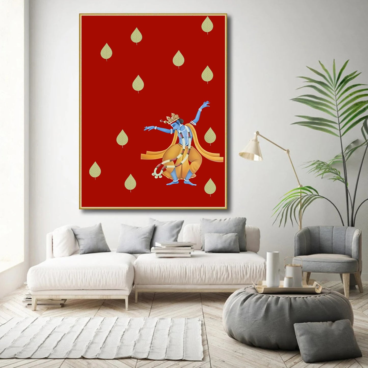 Dancing Lord Krishna Pichwai Painting, Traditional Art decor, Hand painted Krishna Painting, Housewarming, wall painting, wall hanging - Jaipur Earth