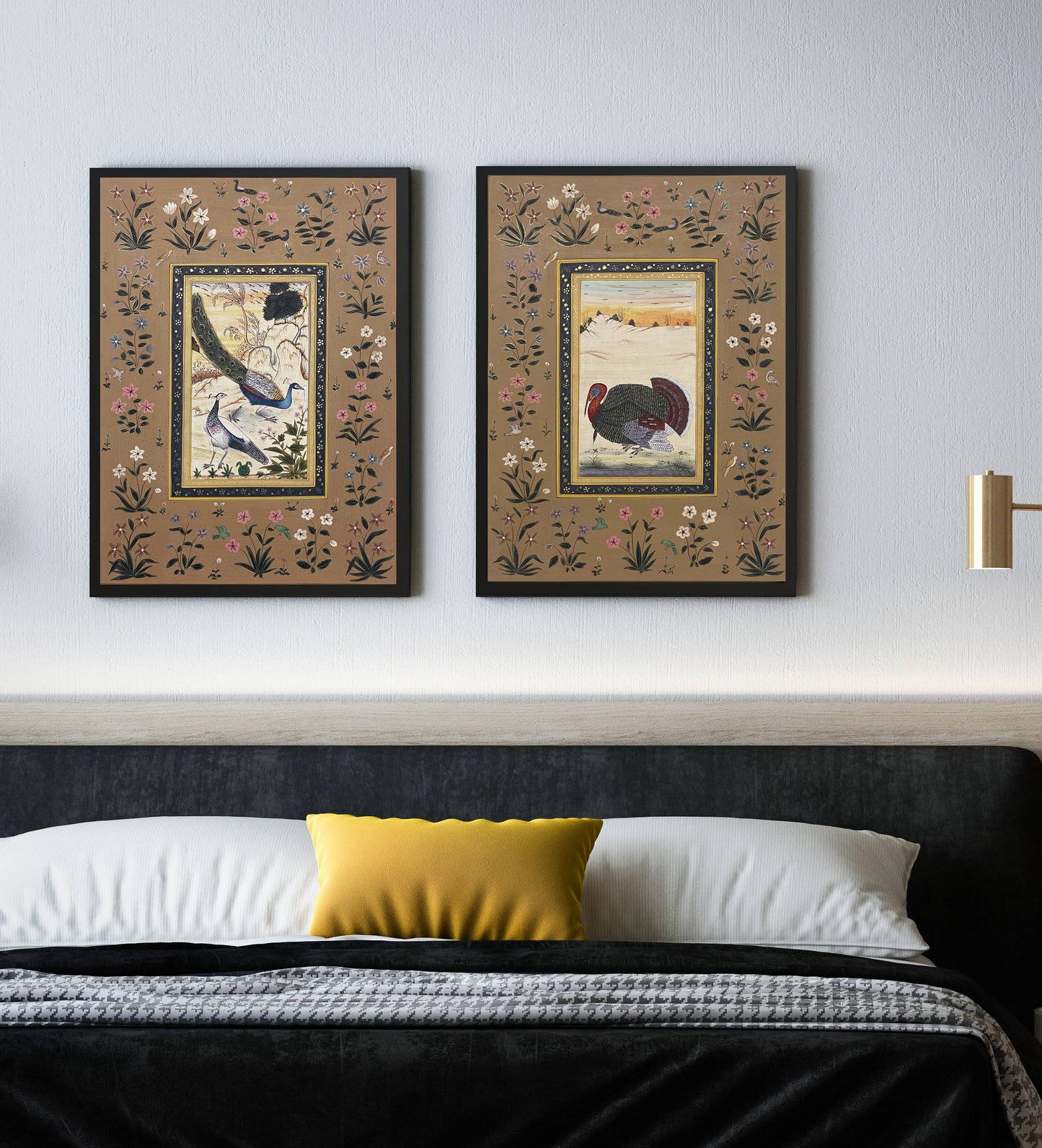 Birds painting, Miniature Painting Set of 2, Handmade Miniature Painting- Framed
