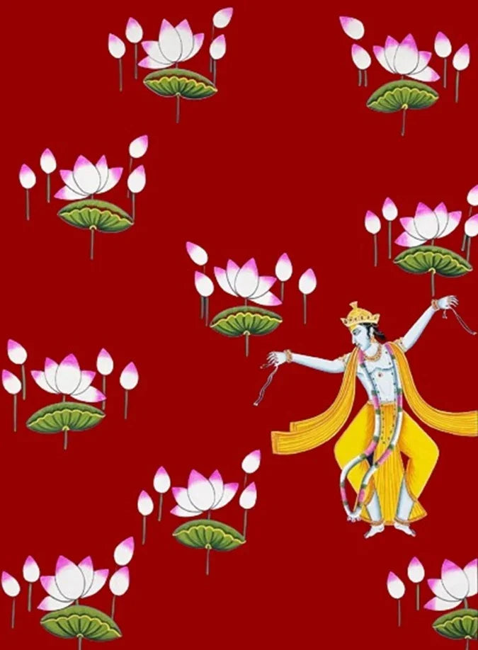 Dancing Lord Krishna Pichwai Painting, Traditional Art decor, Hand painted Krishna Painting, Housewarming, wall art, Home decor gift - Jaipur Earth