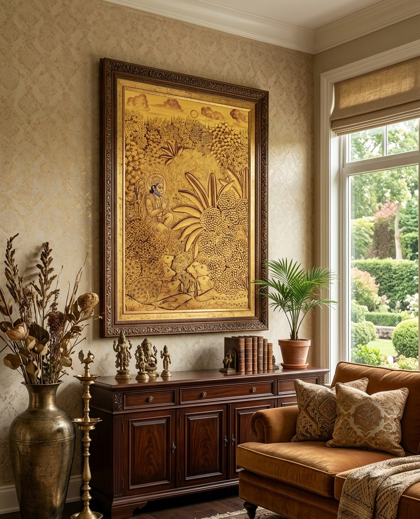 Hanuman Ji Pichwai Painting | Hand-Painted Traditional Indian Wall Art