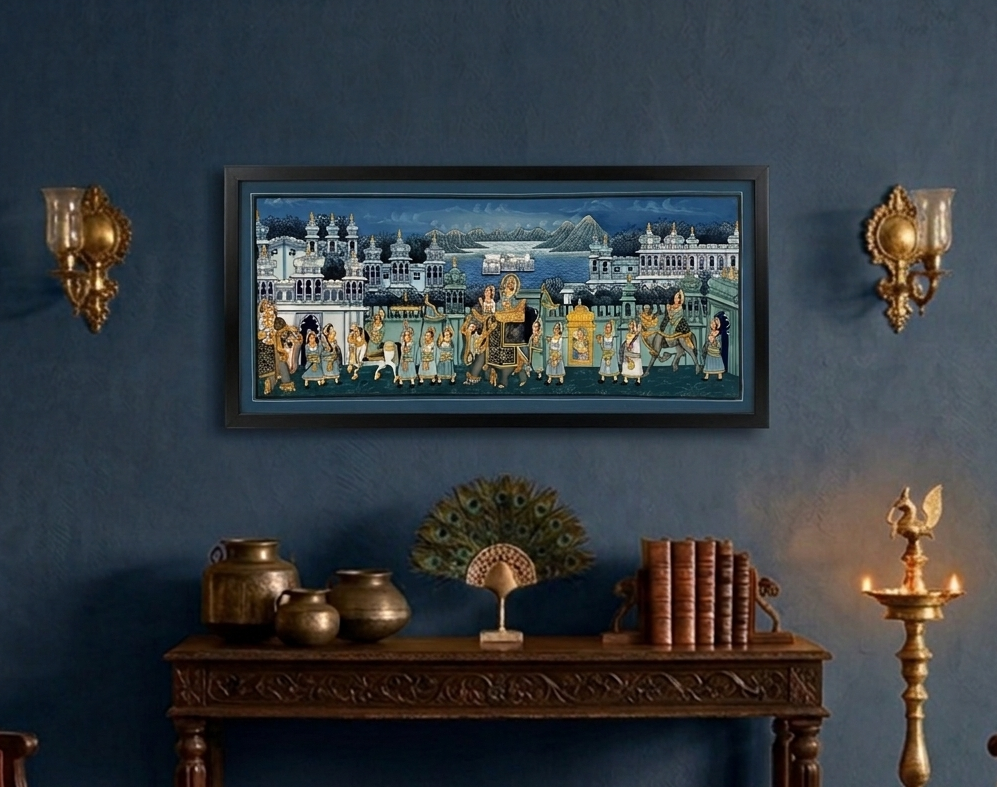Royal Procession Detailed Hand Painted Artwork, Rajasthani Painting