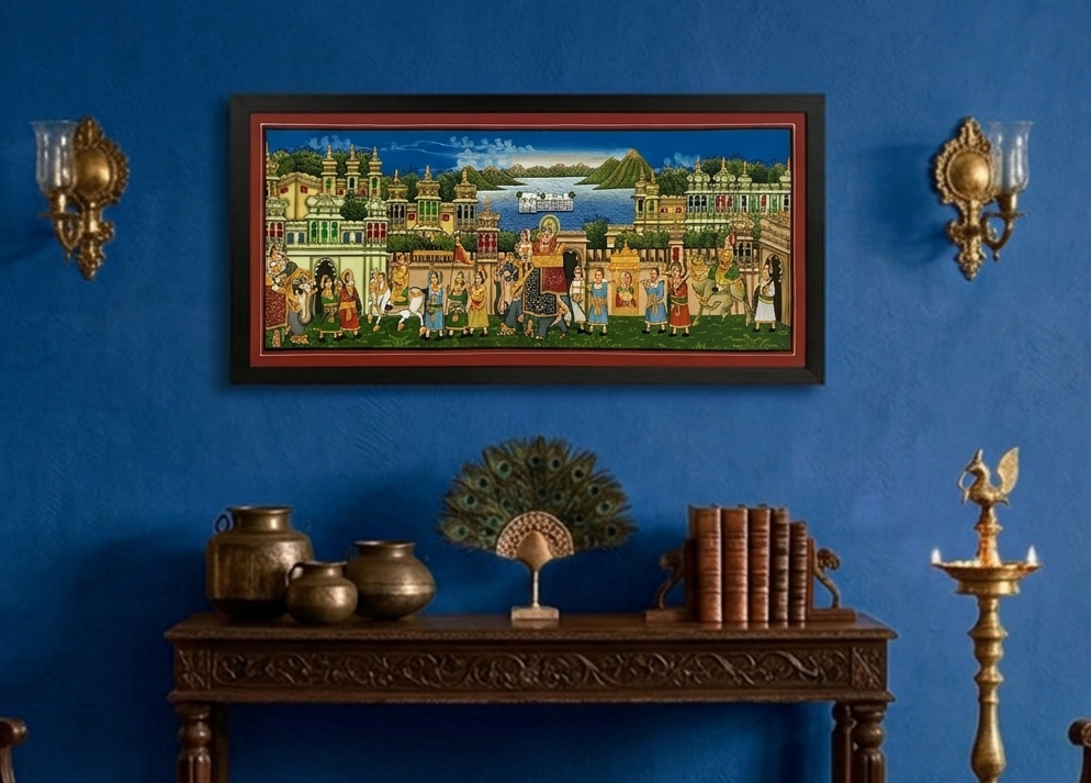 Royal Procession Detailed Hand Painted Artwork, Rajasthani Painting, Art and Collect