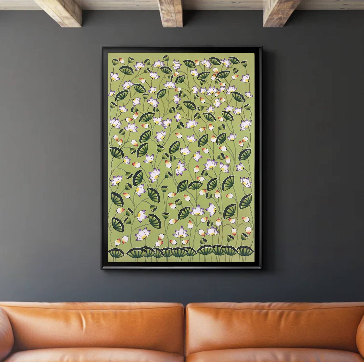 Pichwai Painting, Lotus Pond Indian Pichwai, Home decor Art, Indian painting - Jaipur Earth