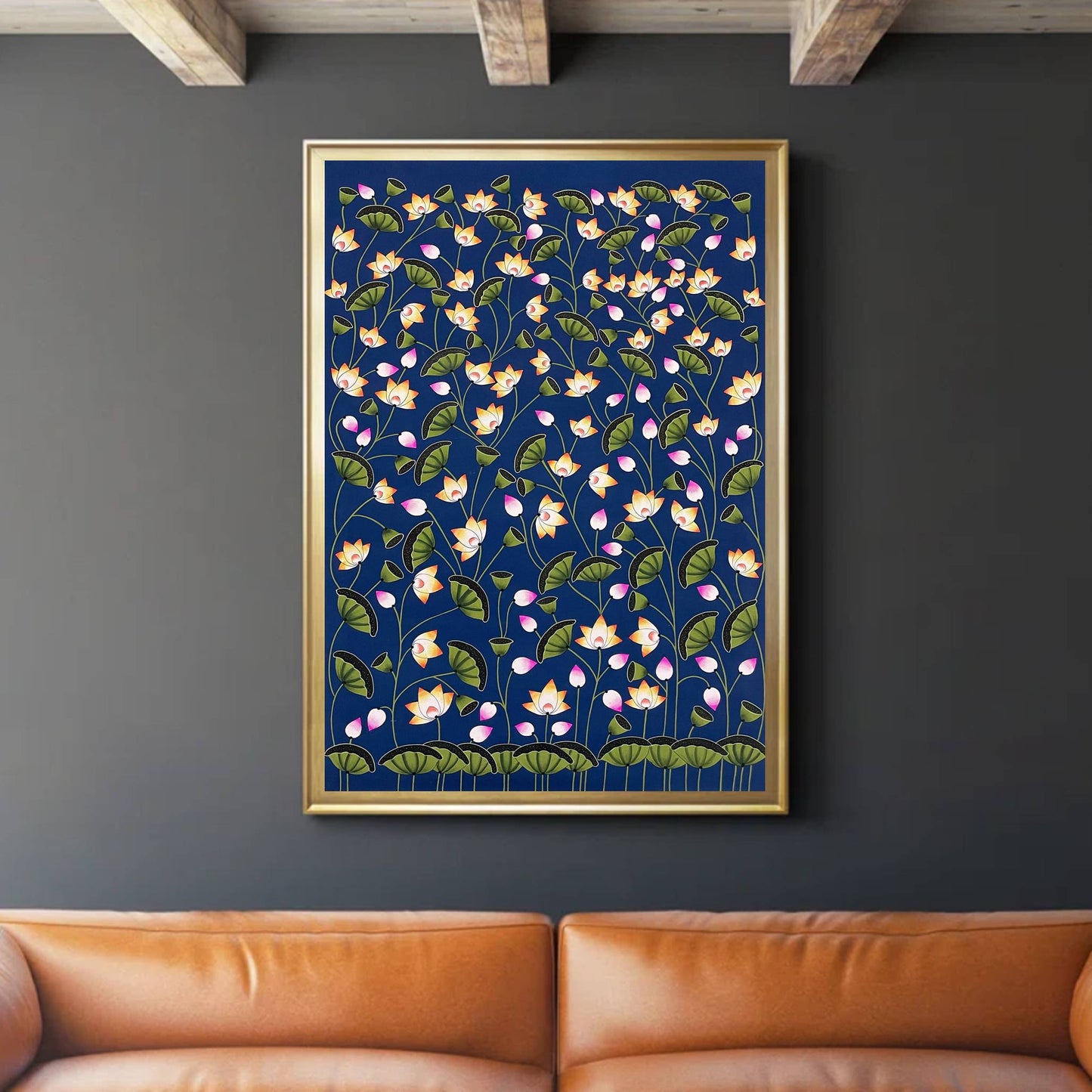 Pichwai Painting, Lotus Pond Indian Pichwai, Home decor Art, Indian painting - Jaipur Earth