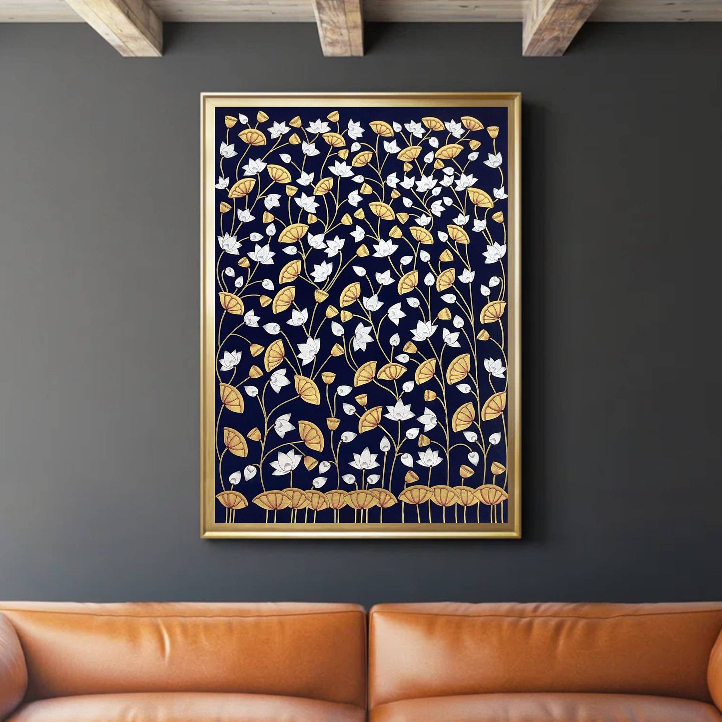 Pichwai Painting, Lotus Pond Indian Pichwai, Home decor Art, Indian painting - Jaipur Earth