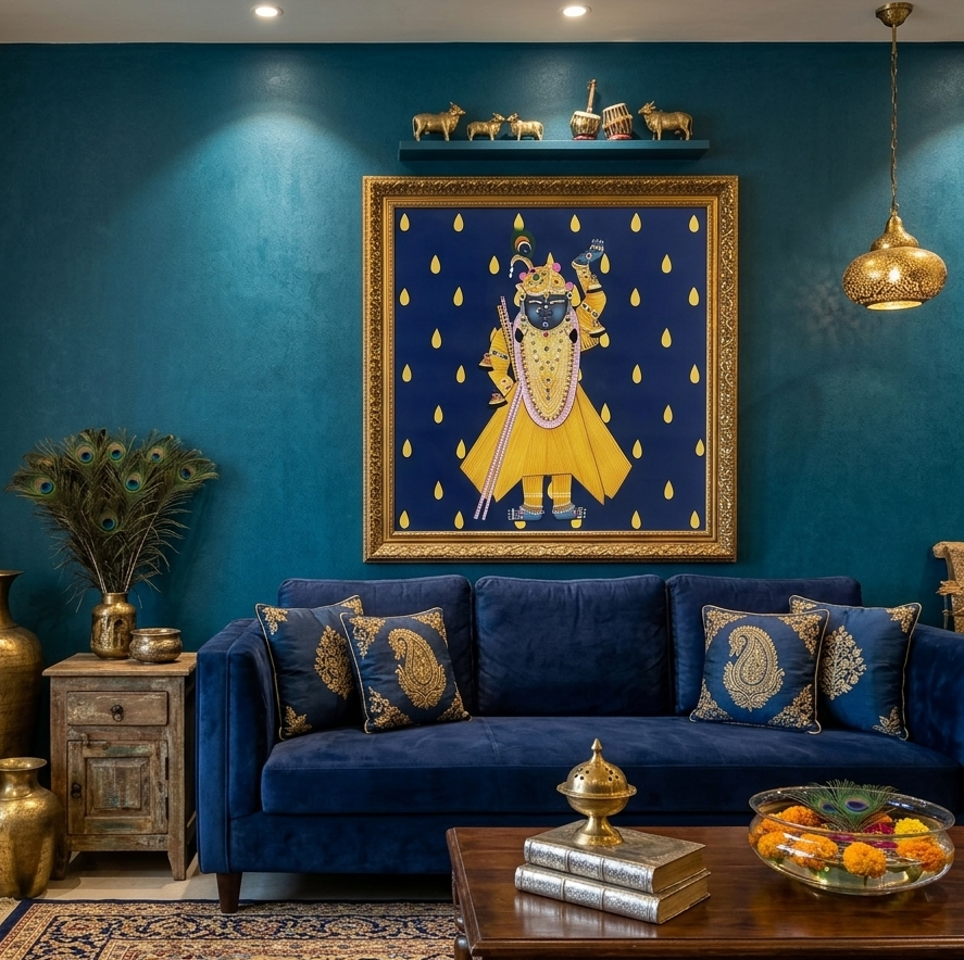 Shrinathji Painting – Handmade Pichwai Painting, Traditional Nathdwara Wall Art for Luxury Home Decor