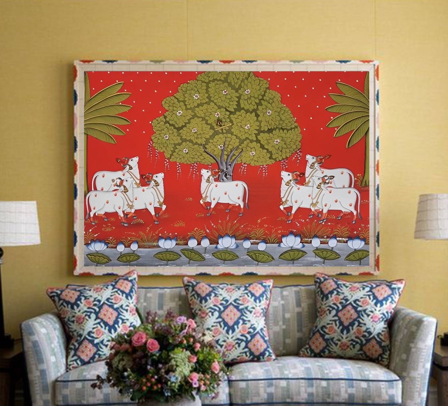 Sacred cows - Handmade Pichwai Painting - Jaipur Earth