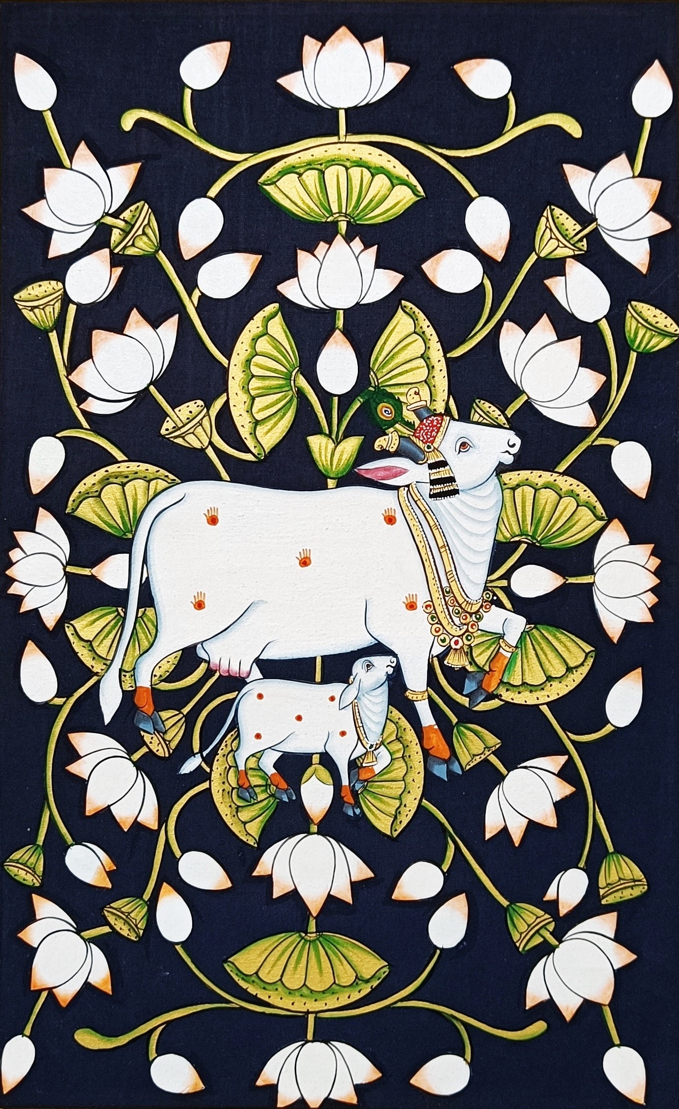 Cow Pichwai Painting – Traditional Nathdwara Style Wall Décor - Jaipur Earth