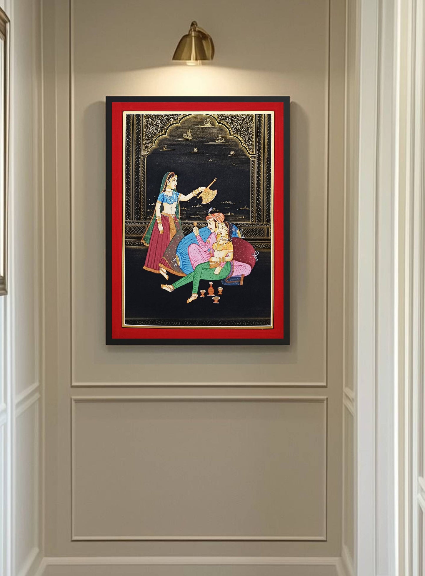 Hand Painted Painting, Indian Maharaja and Maharani Painting, Wall Art, Folk Art