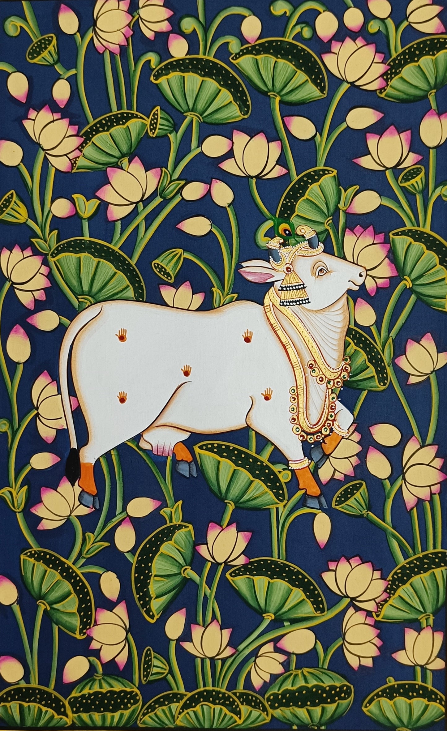 Cow Pichwai Painting – Traditional Nathdwara Style Wall Décor - Jaipur Earth