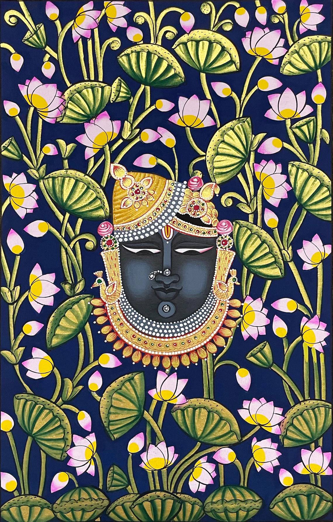 Pichwai Painting, Set of 6 Shrinathji and Cow Pichwai Painting, Modern Wall Decor Paintings, Hand Painted on Fabric, Home Decor - Unframed