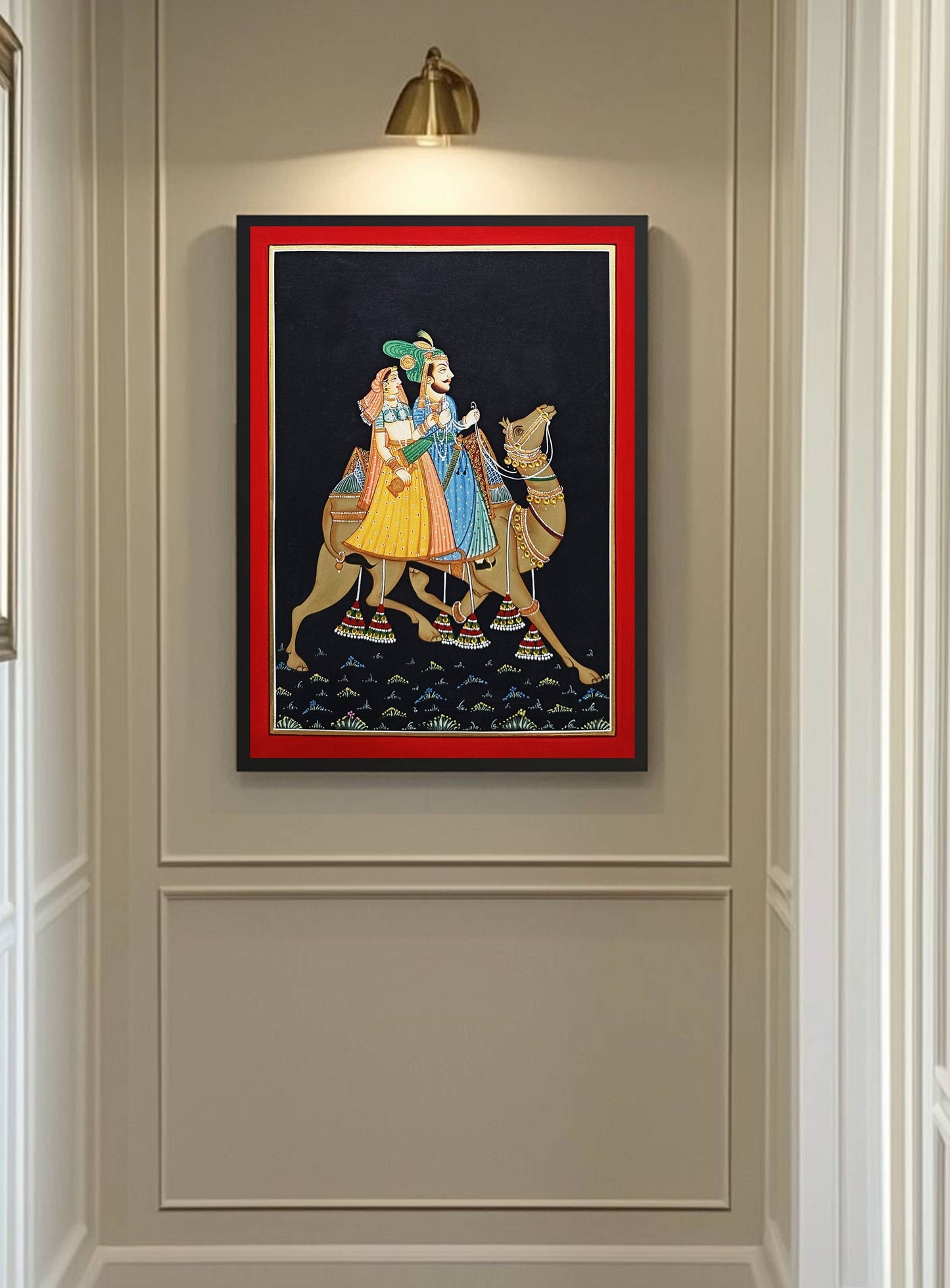 Hand Painted Painting, Rajasthani Folk Painting, Wall Art, Folk Art - Jaipur Earth