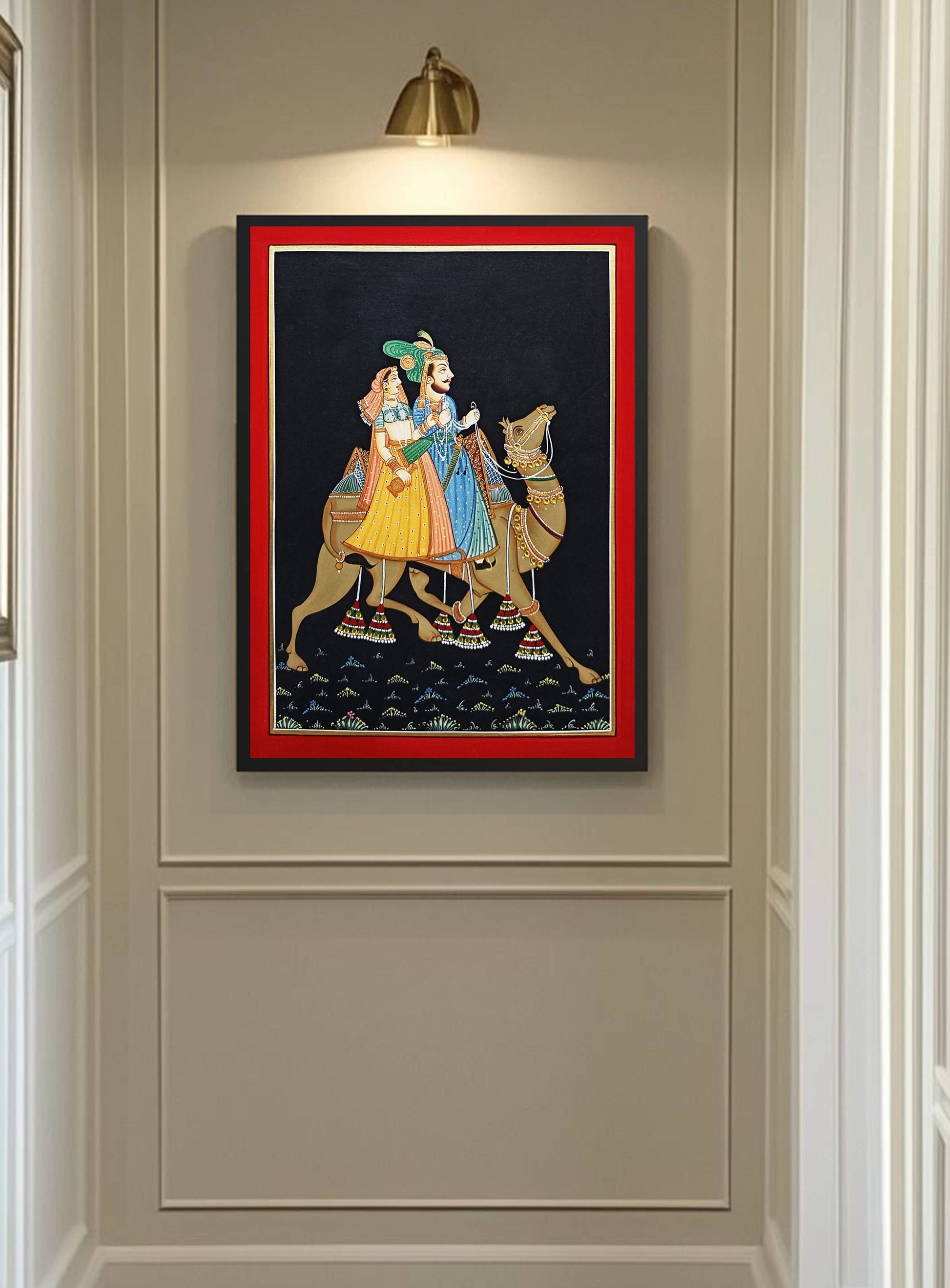 Hand Painted Painting, Rajasthani Folk Painting, Wall Art, Folk Art - Jaipur Earth