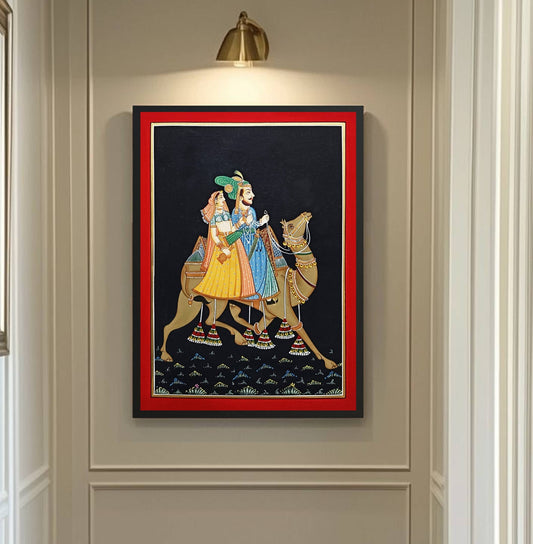Hand Painted Painting, Rajasthani Folk Painting, Wall Art, Folk Art - Jaipur Earth