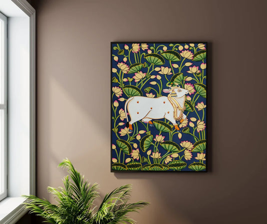 Cow Pichwai Painting – Traditional Nathdwara Style Wall Décor - Jaipur Earth