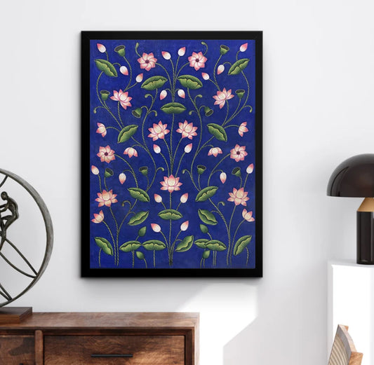 Lotus Pond - Handmade Pichwai Painting – Traditional Nathdwara Style Wall Décor - Jaipur Earth