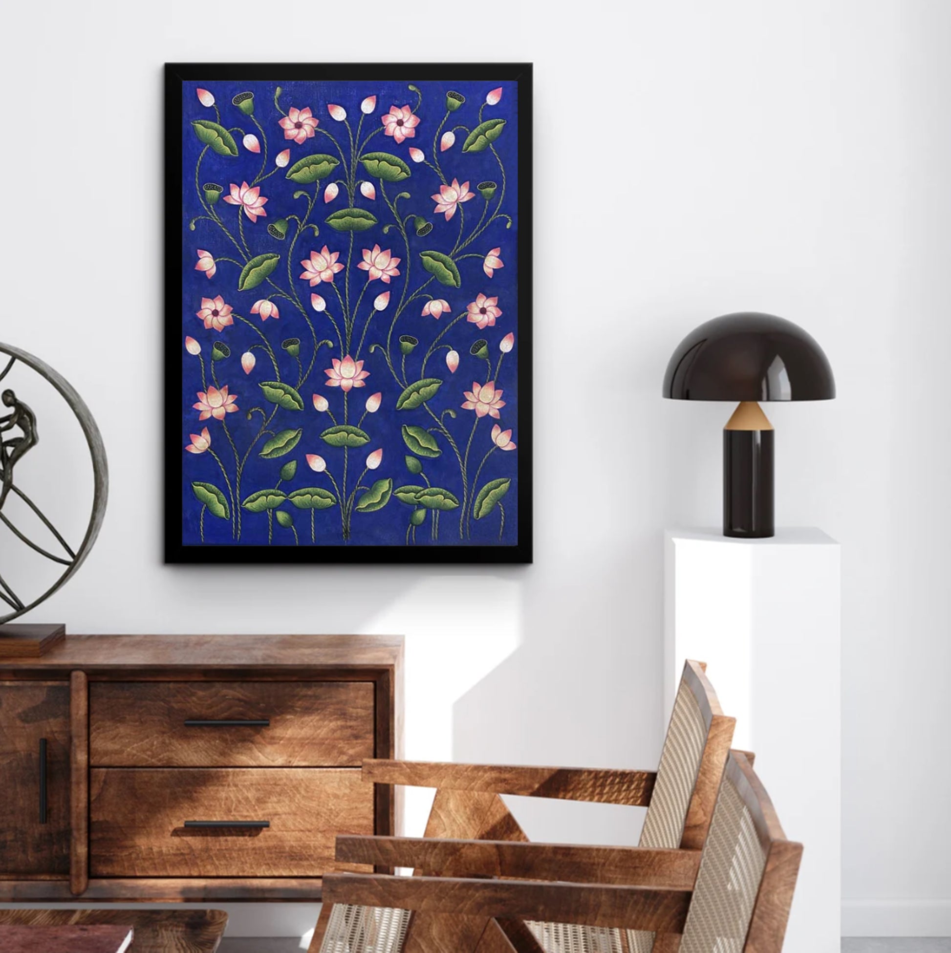 Lotus Pond - Handmade Pichwai Painting – Traditional Nathdwara Style Wall Décor - Jaipur Earth