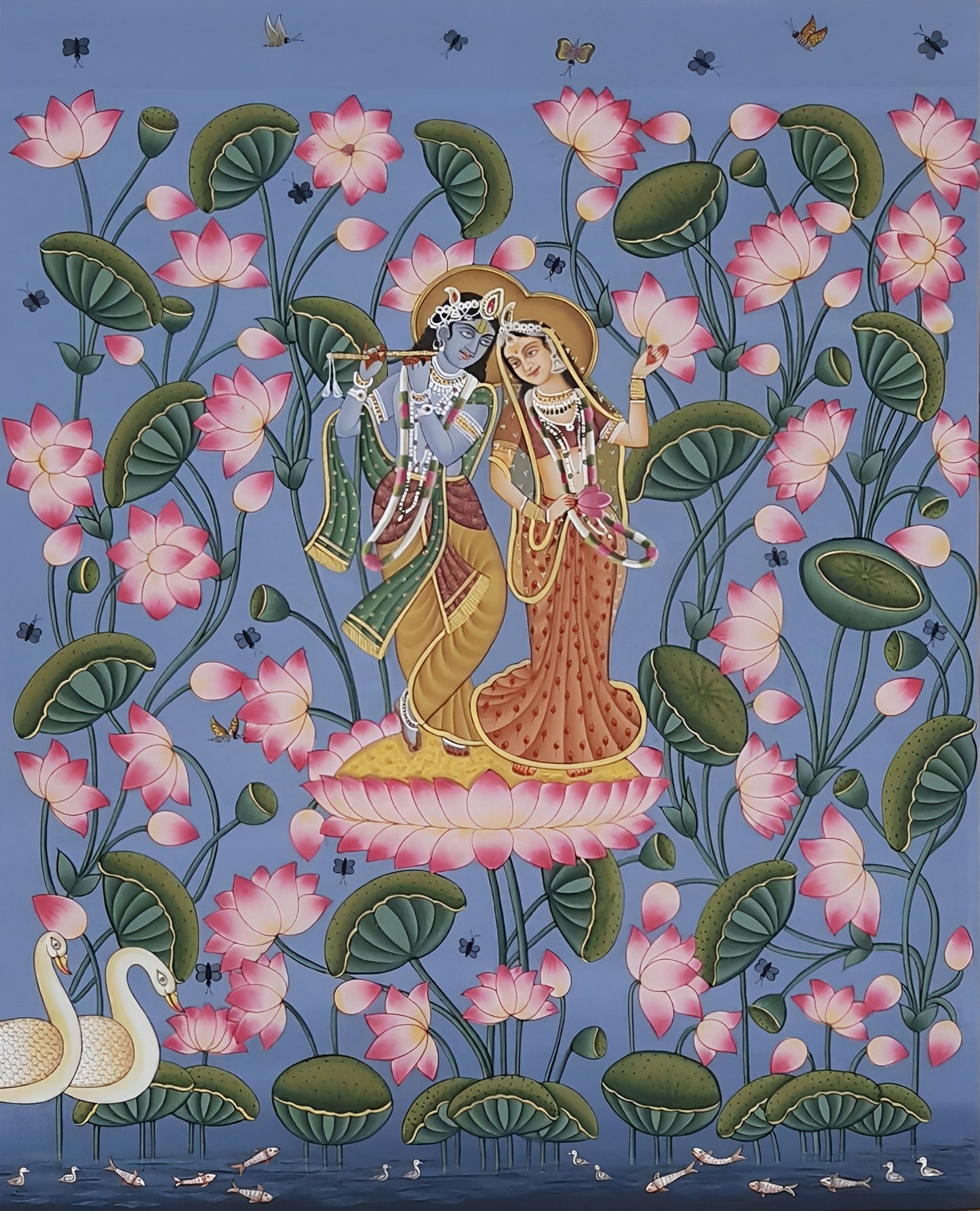 Radha Krishna Detailed Pichwai Handmade Painting